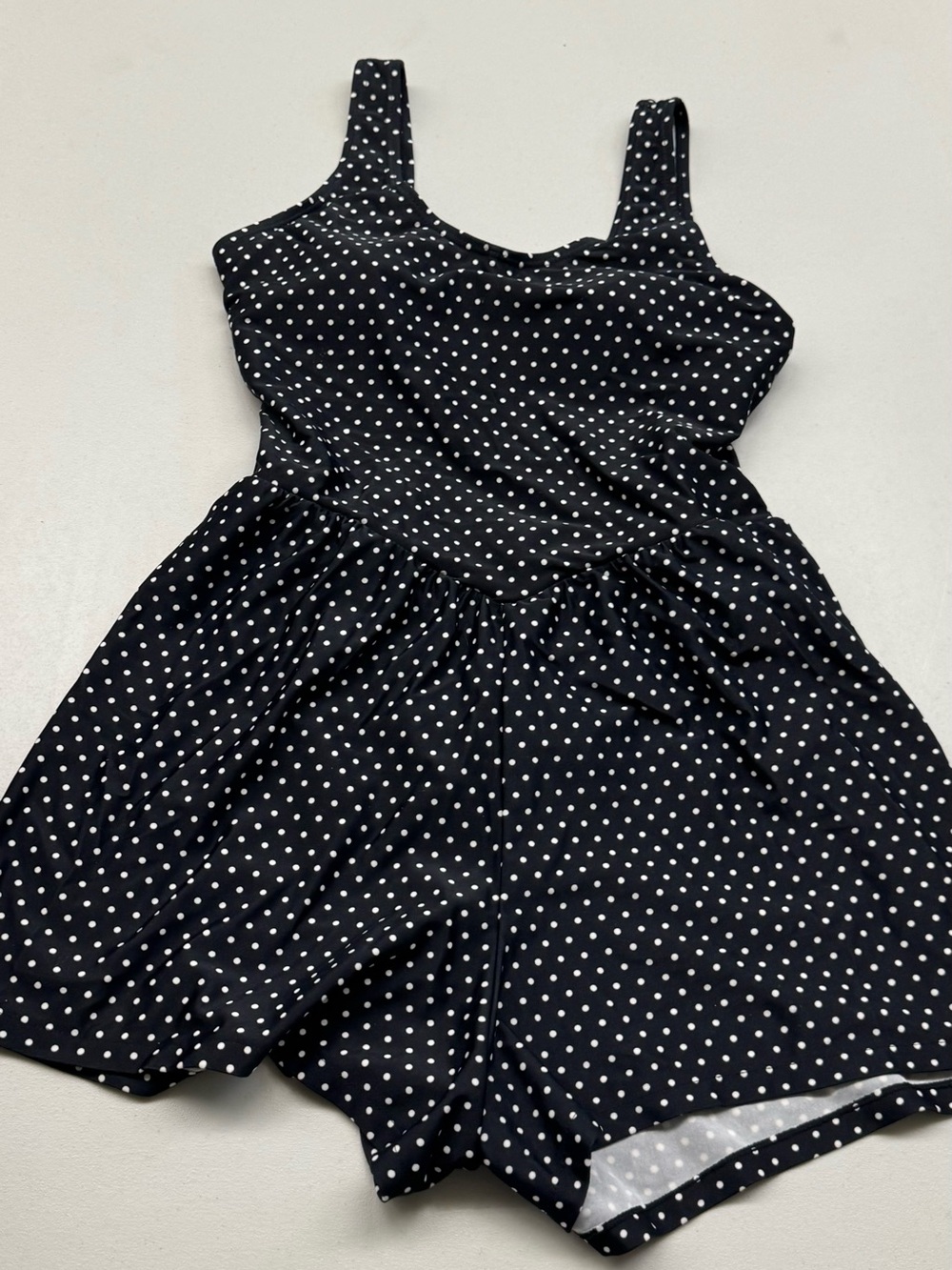 Blair Black with White Polka Dot One-Piece Swim Romper
